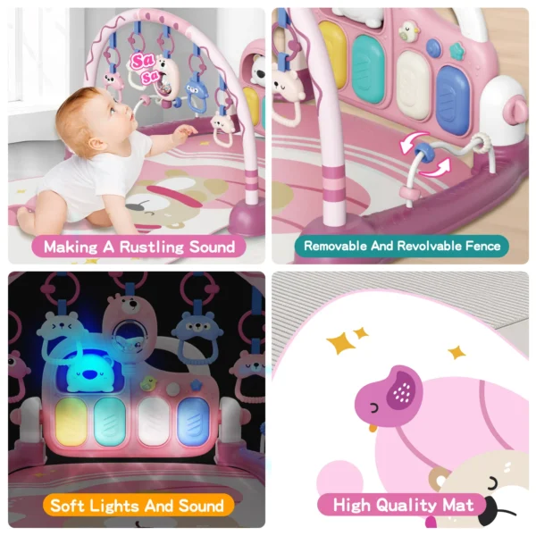 6-in-1 Baby Musical Play Gym – Pink Kick & Play Piano Mat