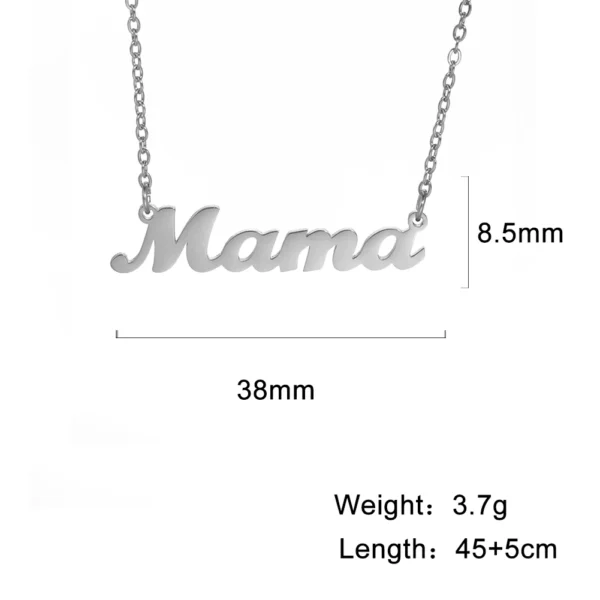 The "Mama" Signature Script Necklace in Stainless Steel