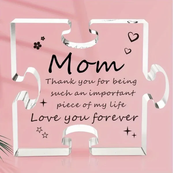 Mom Puzzle Piece Plaque - Heartfelt Birthday & Christmas Gift from Daughter