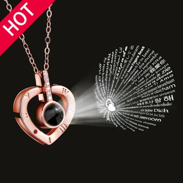 "100 Languages" Projection Love Necklace – Heart Pendant