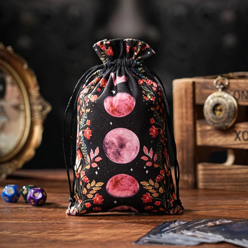 Celestial Velvet Tarot & Oracle Pouch – Drawstring Keepsake Bag - Image 4