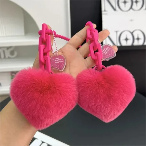 Luxe Plush Heart Charm Keychain