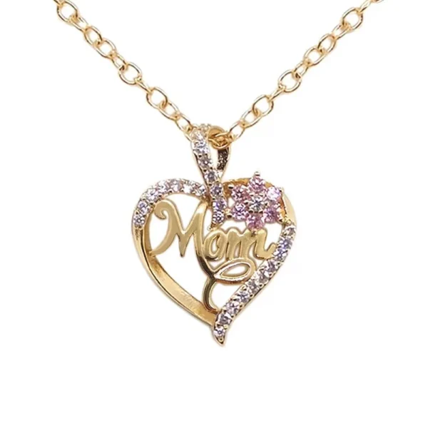 Eternal Love" Mom Heart Necklace – Gold-Plated & CZ